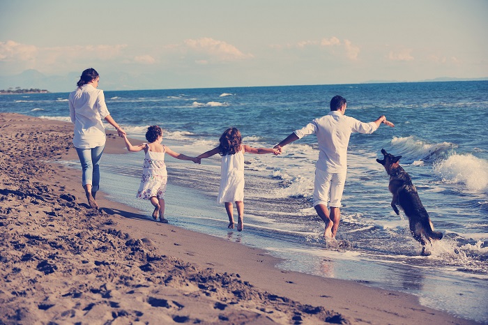 Family having fun on beach